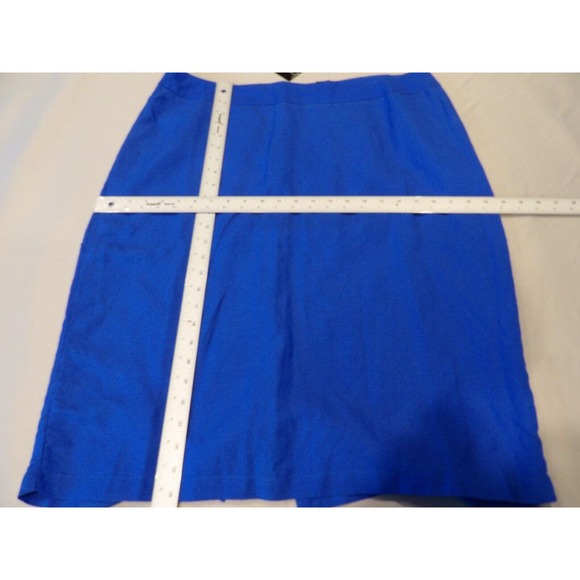 Ashley Stewart 18 Skirt Blue Ramie Rayon Blue Pencil Straight Career Zip Plus - Picture 3 of 11